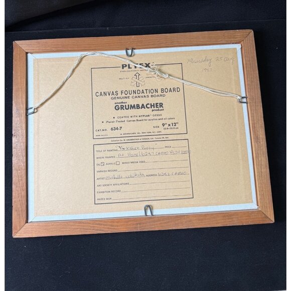 Vintage Framed Kitschy Yorkshire Puppy Dog Oil Painting By M. Whitaker - Picture 4 of 6